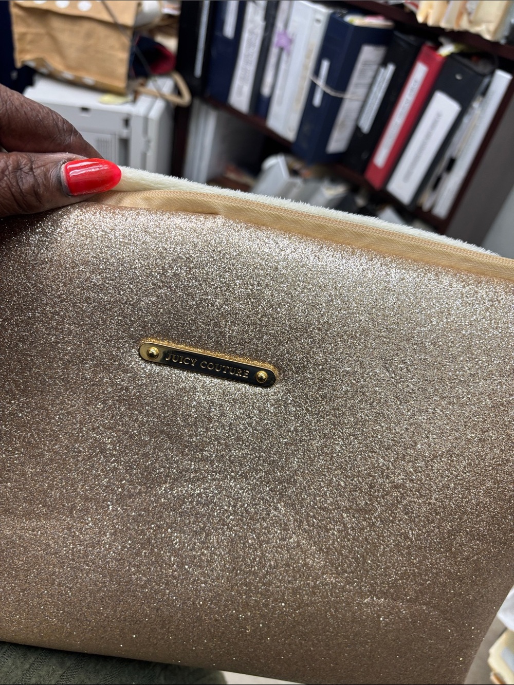 Juicy Couture Glitter Tote in Rose Gold Sparkle computer bag - NWOT